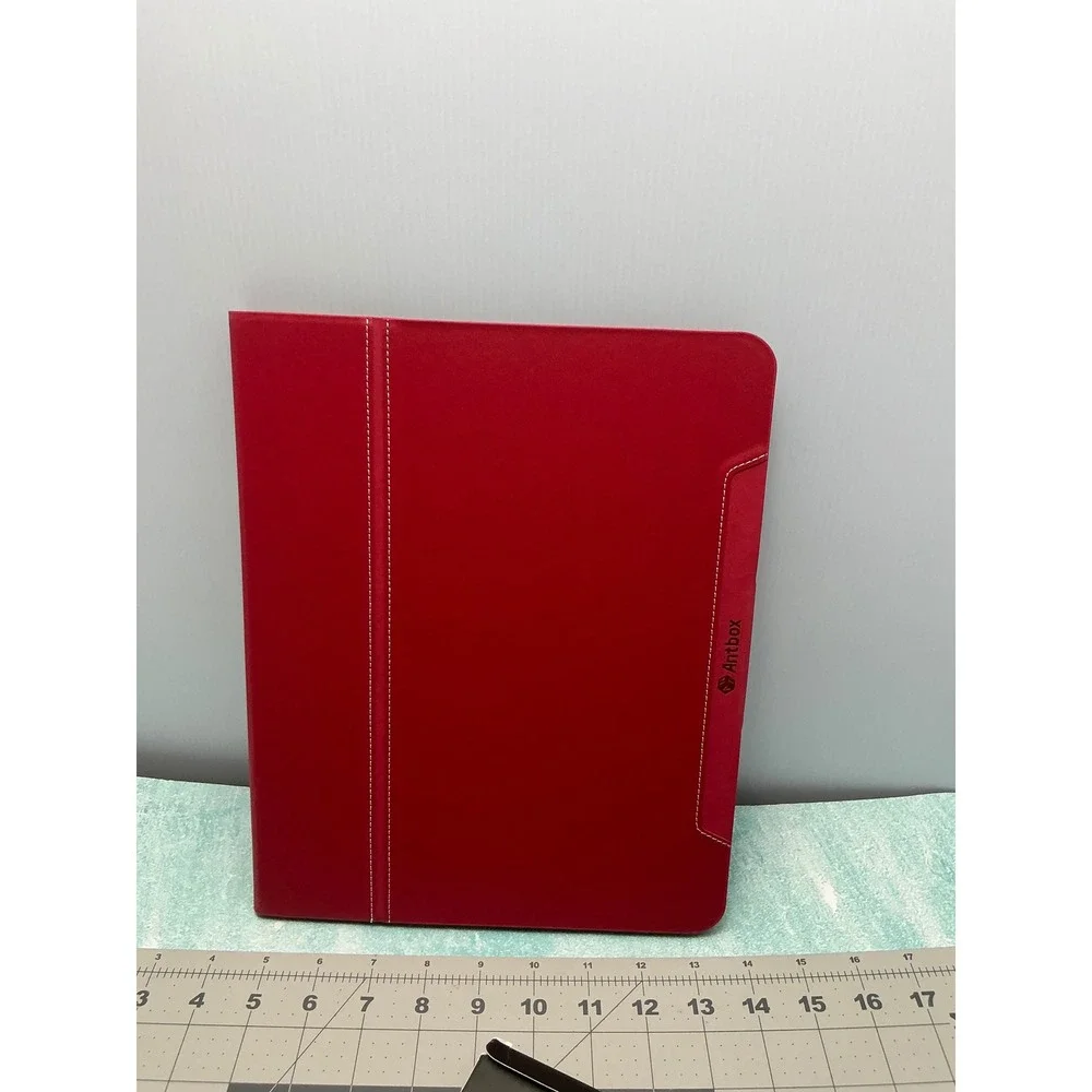 Antbox iPad Air 13 inch Case 2024 2025 M4 Red Leather Folio Pencil Holder Cover